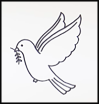 How to Draw a Dove with Olive Branch