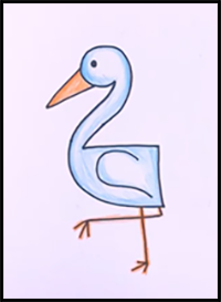 How to Draw the Stork from the Number 2