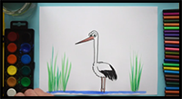 How to Draw a White Stork Bird