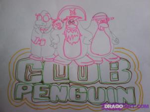 How to draw Cartoon Penguins from Club Penguin