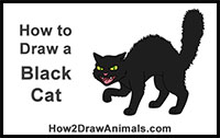 how to draw a cartoon  black cat