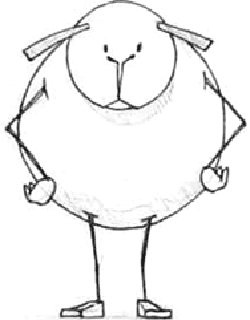 Funny Cartoon Drawing of a Sheep : Drawing Lessons