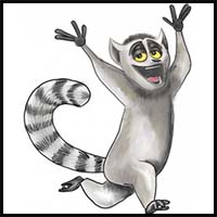 How to Draw King Julian from Penguins of Madagascar with Easy Steps