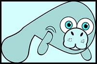 How to Draw Cartoon Manatees in Easy Step by Step Drawing Lesson