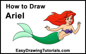 How to Draw Ariel from The Little Mermaid (Full Body)