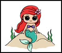 How to Draw Mermaid Ariel Cute and Easy