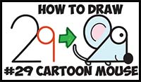 How to Draw a Cartoon Mouse from Numbers “29” in Easy Step by Step Drawing Tutorial for Kids