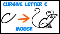 How to Draw a Cartoon Mouse from Cursive Letter A Shape : Drawing Tutorial for Kids