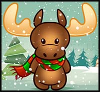 How to Draw a Christmas Moose