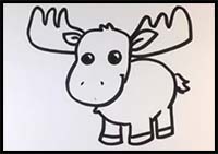 How to Draw a Moose - Cute Art - Easy Pictures to Draw