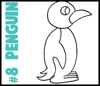how to draw a cartoon penguin with the number 8