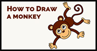 how to draw a monkey in cartoon style