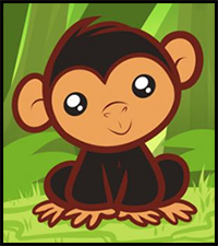 how to draw a chimpanzee for kids