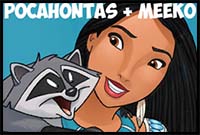 How to Draw Pocahontas and Meeko Raccoon Easy Step by Step Drawing Tutorial for Kids and Beginners