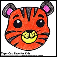 How to Draw a Tiger Cub Face for Kids