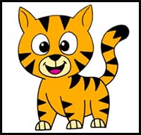 How to Draw Cartoon Tiger Cub | Drawing Lesson