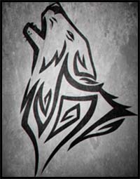 How to Draw a Howling Tribal Wolf