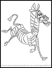 How to Draw Marty the Zebra from Madagascar