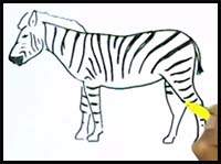 How to Draw a Zebra in Easy Steps, Step by Step for Children, Kids, and Beginners