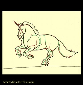 I’veadded 1 image for each steps on the unicorn fantasy drawing