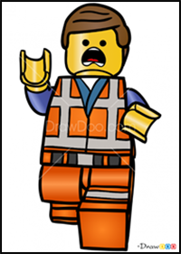 How to Draw Running Emmet, Lego Movie