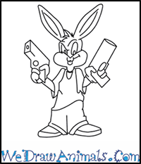 How to Draw Gangster Bugs Bunny from Looney Tunes