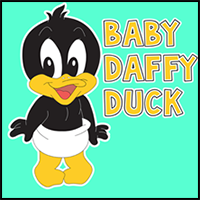 How to Draw Baby Daffy Duck from TinyToons Adventures with Easy Step by Step Drawing Tutorial
