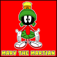 How to Draw Marvin the Martian from Looney Tunes with Easy Steps Instructional Lesson