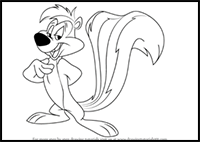 How to Draw Pepé Le Pew from Looney Tunes