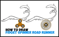 How to Draw Road Runner from Looney Tunes Using Spinning Fidget Spinner as Running Legs with Easy Step by Step Drawing Tutorial