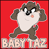 How to Draw Baby Taz from TinyToons Adventures with Easy Step by Step Drawing Tutorial