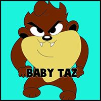 How to Draw Baby Tazmanian Devil from Looney Tunes Step by Step Drawing Tutorial