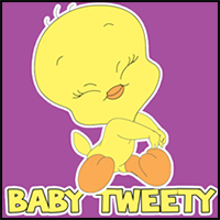 How to Draw Baby Tweety Bird from TinyToons Adventures with Easy Step by Step Drawing Tutorial