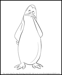 Draw Kowalski from the Penguins of Madagascar