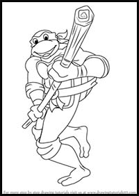 Easy How to Draw Ninja Turtles Tutorial Video and Coloring Page