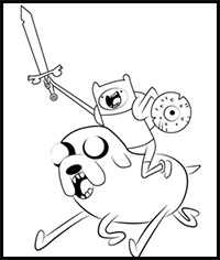 How to Draw Finn Riding Jake from Adventure Time