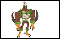 How to Draw Kickin' Hawk from Ben 10 Omniverse