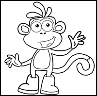 How to Draw Boots the Monkey from Dora the Explorer Drawing Lesson