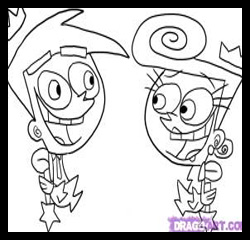 How to draw Wanda and Cosmo : Fairly Odd Parents Step by Step Drawing Lessons