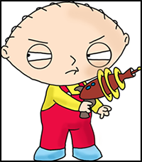 Drawing Stewie from Family Guy with Toy Gun Lesson