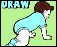 How to Draw a Crawling Baby with Cartooning Lesson