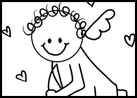 Drawing Cupid with Easy Step by Step Instructions for Preschoolers and School Aged Kids