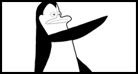 How to draw Kowalski from Penguins of Madagascar Step by Step