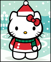 How to Draw Christmas Hello Kitty