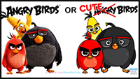 How to Draw ANGRY BIRDS Movie - Red, Chuck and Bomb Bird step by step Cute and Easy