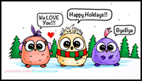 How to Draw Cute Bird Hatchlings step by step Angry Bird Holiday Teaser