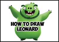 how to draw leonard the pig from angry birds movie