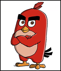 How to Draw Red from Angry Birds Step by Step - Angry Birds Drawing