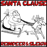 How to Draw Santa Clause & Reindeers and Flying Sleigh for Christmas