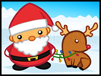 How to Draw Santa and Rudolph, Santa and Rudolph